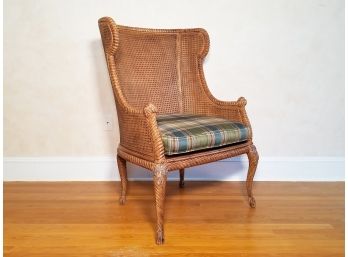 A Fabulous Vintage Hardwood And Cane Arm Chair
