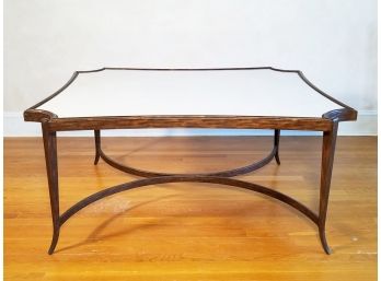 A Fabulous Hardwood And Travertine Coffee Table