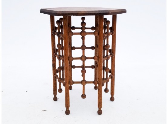 A Vintage Victorian Oak Stick-And-Ball Style Occasional Table Or Plant Stand