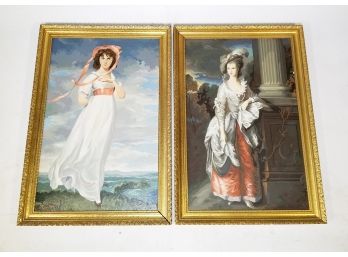A Pair Of Vintage Oil On Board Paintings In Gilt Wood Frames