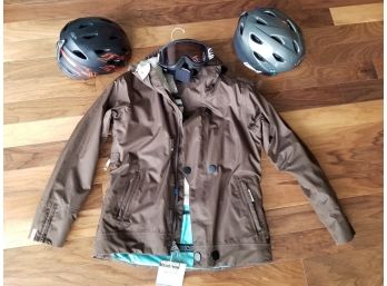A Snowboard Peacoat And Helmets