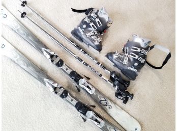 A Ladies' Ski Set - Boots, Skis, Poles