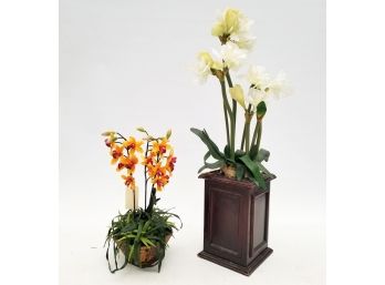 A Pairing Of Large Silk Orchids In Planters