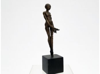 An Abstract Bronze Sculpture On Wood Base
