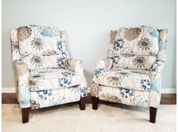 A Pair Of Modern Upholstered Reclining Arm Chairs