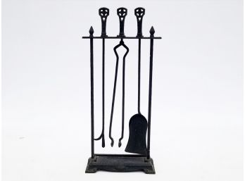 A Set Of Vintage Wrought Iron Fireplace Tools