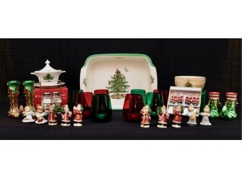 Large Collection Of SPODE And LENOX Xmas Cookware And Ornaments