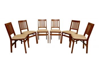 STAKMORE CO. INC. Wood And Cushioned Commercial Folding Chairs Set Of 6 - Retail $400 (1 Of 3)
