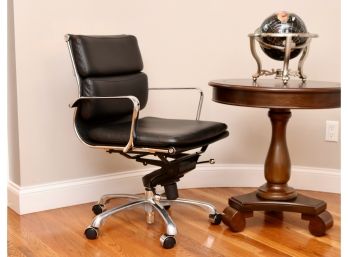 Genuine Leather And Chrome Desk Chair