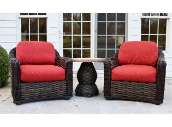 Set Of 2 WeatherMaster Outdoor Chairs With End Table Retail $3,520