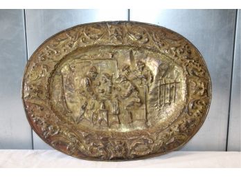 Hand Hammered Brass Oval Tray