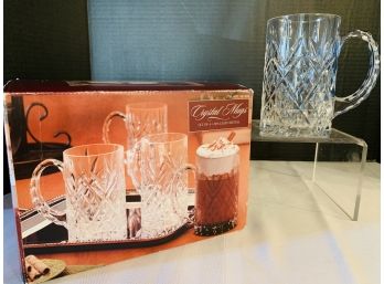 New In Box 4 Quality Crystal Mugs 18 Ounces