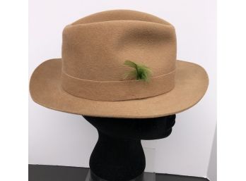Vtg Fedora Designer Collection Nu Capri 100 Percent  Wool Size Small Green Feather Accent (see Description)