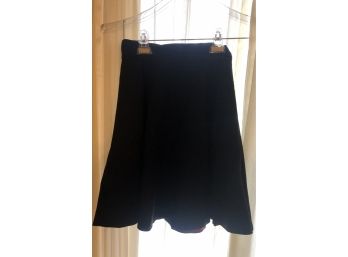 1950's  Black  Roller Skating Rink Skirt Lined With Red Satin - Side Metal Zipper  Appears To Be X-Small