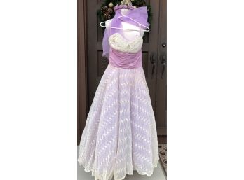 1950's All Original Lavender Purple Bridesmaid Dress What & Wrap X Small Size ( See Description)