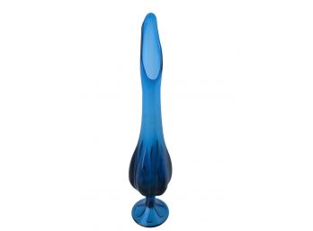 Vintage 21' Height  Blue Viking Glass Swung Stretch Vase  - Petal Vase