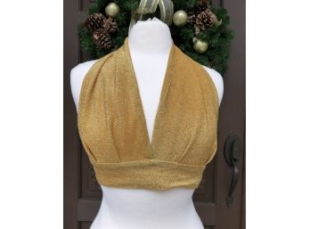 Two 1970's Halter Tops - One Silver Tone - One Gold Both Lined ~ Appear To Be A Small Size - No Tags