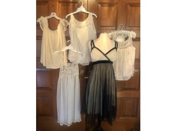 Lot Of Five 1950-60's Lingerie - 3 Baby Doll Pieces, 2 Sheer Nightgowns ( See Description)