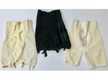 Lot Of 3 1950's Girdles With Garters -  Small & Medium Hollywood Vasserette~ Fortuna Made In USA