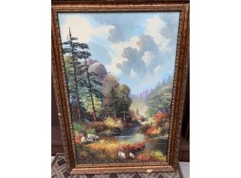 Signed Oil Painting LEWIS 41 X 29 From House Of Reuben Original Oil Painting (see Description)