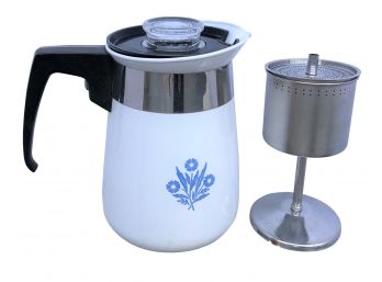 Vintage Corning Ware Blue Cornflower 6 Cup Stovetop Coffeepot Percolator ( See Description)