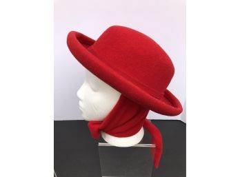 Red Doeskin Felt 100 Percent  Wool Hat Bolland Hat Co. Made In U.S.A.