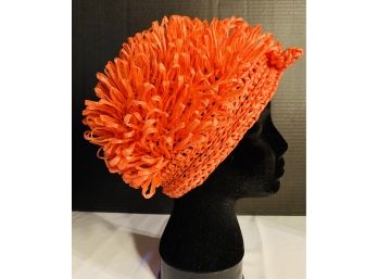 Vintage Orange Raffia Loop Hat