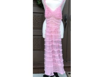 Beautiful Pink  1950's Lingerie - Sheer Nightgown With Detail - Appears To Be An Extra Small Size Unknown