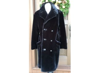 Vintage 1970's Men's Stanley Blacker Faux Fur Coat Borg-Alaskan Kashan Creation Gold Lining Size 40