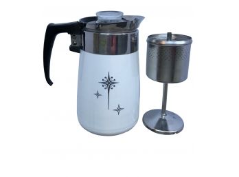 Rare 1959 Black Atomic Starburst Corning Ware  8 Cup Stovetop Coffeepot Percolator ( See Description)