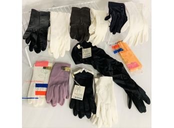 Lot B Vintage Ladies Gloves Assortment Including A Long Pair Of Black Gloves & Purple Gloves!
