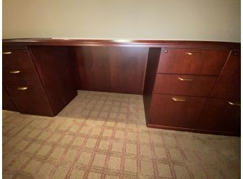 Wood Office Desk With Drawers And Storage Space