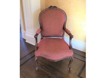Vintage Upholstered Carved Bergere Chair