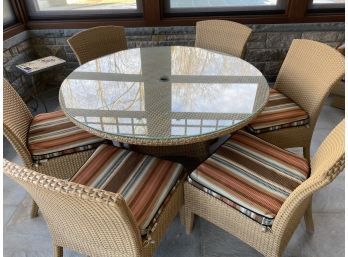 GLOSTER Pepper Marsh Teak  Hand Woven All Weather Dining Table With 6 Chairs Paid $5000.