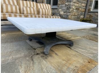 CAST CLASSIC Aluminum White Top Cast Iron Base Outdoor Coffee Table