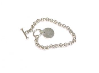 Sterling Silver Rolo Chain Bracelet With Round
