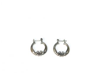 Vintage Sterling Silver Mermaid Hoop Earrings