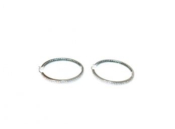 Pretty Sterling Silver CZ Hoop Earrings