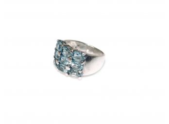 Sterling Silver Blue Topaz Row Ring