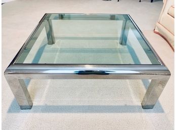 Modern Glass & Chrome Cocktail Table  (LOC: W 1)