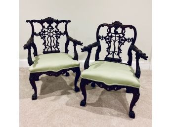 PR English 19th C Carved Mahogany Side Chairs (LOC: W1)