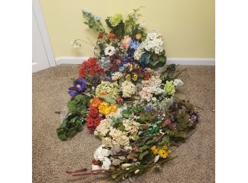 Huge Artificial Flower Lot With 3 Glass Vases