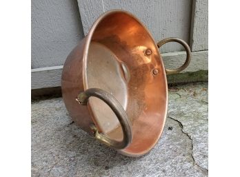 Heavy Solid Copper And Brass 2 Handle Pot