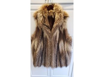 3/4 Length Raccoon Fur Coat Converted To Vest