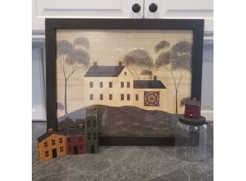 Framed Warren Kimble Print With House Decor