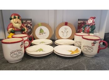 Christmas Plates, Cups And Decor