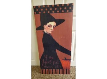 Solid Wood Witch Theme Halloween Wall Art