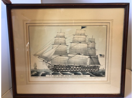 US Ship Of The Line Pennsylvania 140 Guns Sailing Print