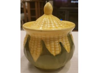 Distinctive Shawnee USA Corn King Pattern Sugar Bowl & Lid - Famous Green & Yellow Corn Husk Pattern