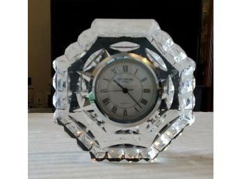 Waterford Crystal Quartz  Table Clock - Lead Crystal From Ireland -Octagon Form & Roman Numerals